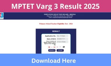 MPTET Varg 3 Result 2025 Out, Link Active for MPESB Primary School TET Result...